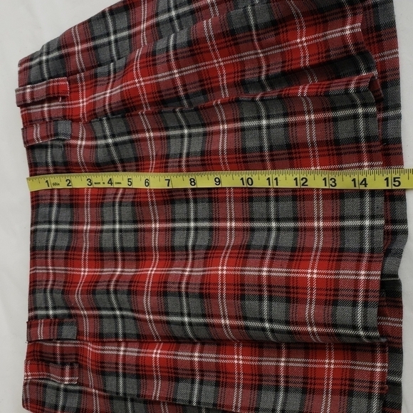 Y2K Plaid Pleated Mini Skirt with Belt 7 Red and Grey EUC Twee USA By Lavender - Picture 7 of 12